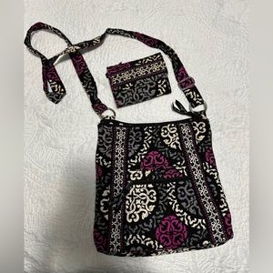 Vera Bradley Canterbury Magenta Crossbody Bag and Matching Wallet